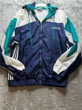 Adidas Vintage Navy & Teal Windbreaker Jacket